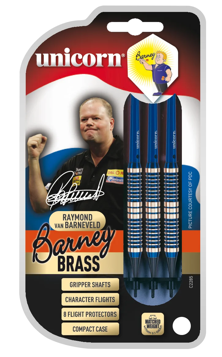 Unicorn 16G Barney Blue Brass Raymond Van Barneveld Soft Tip Darts Set rrp £10.00 Only £3.99 Unicorn