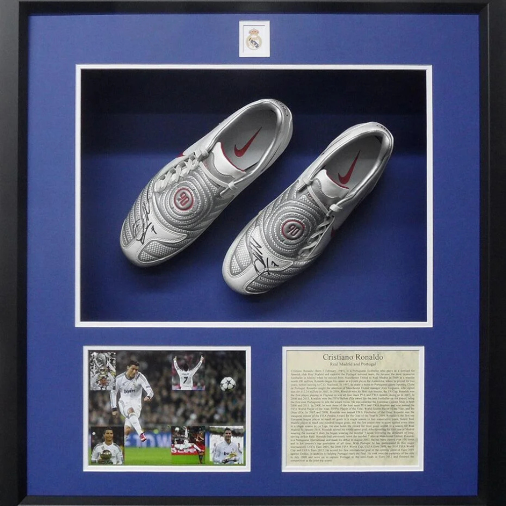3D Framed Cristiano Ronaldo Real Madrid FC Hand Signed Nike Football Boots