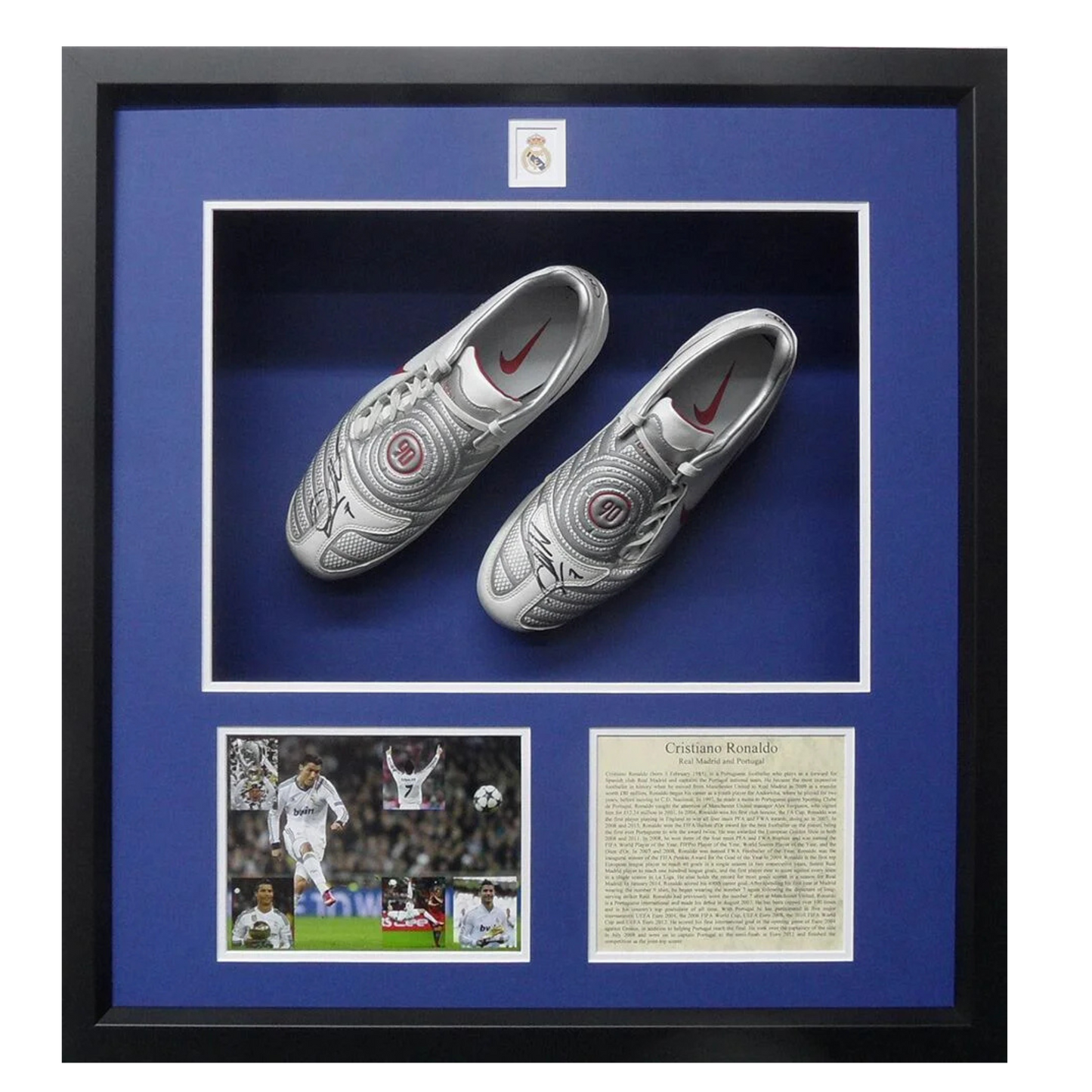 3D Framed Cristiano Ronaldo Real Madrid FC Hand Signed Nike Football Boots