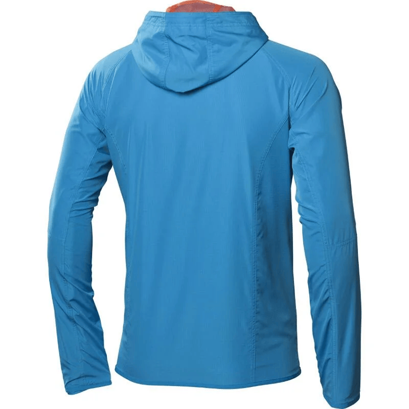 ASICS Men's Blue Windbreaker Hooded Jacket - Lightweight Water-Resistant Running Jacket for Winter Training