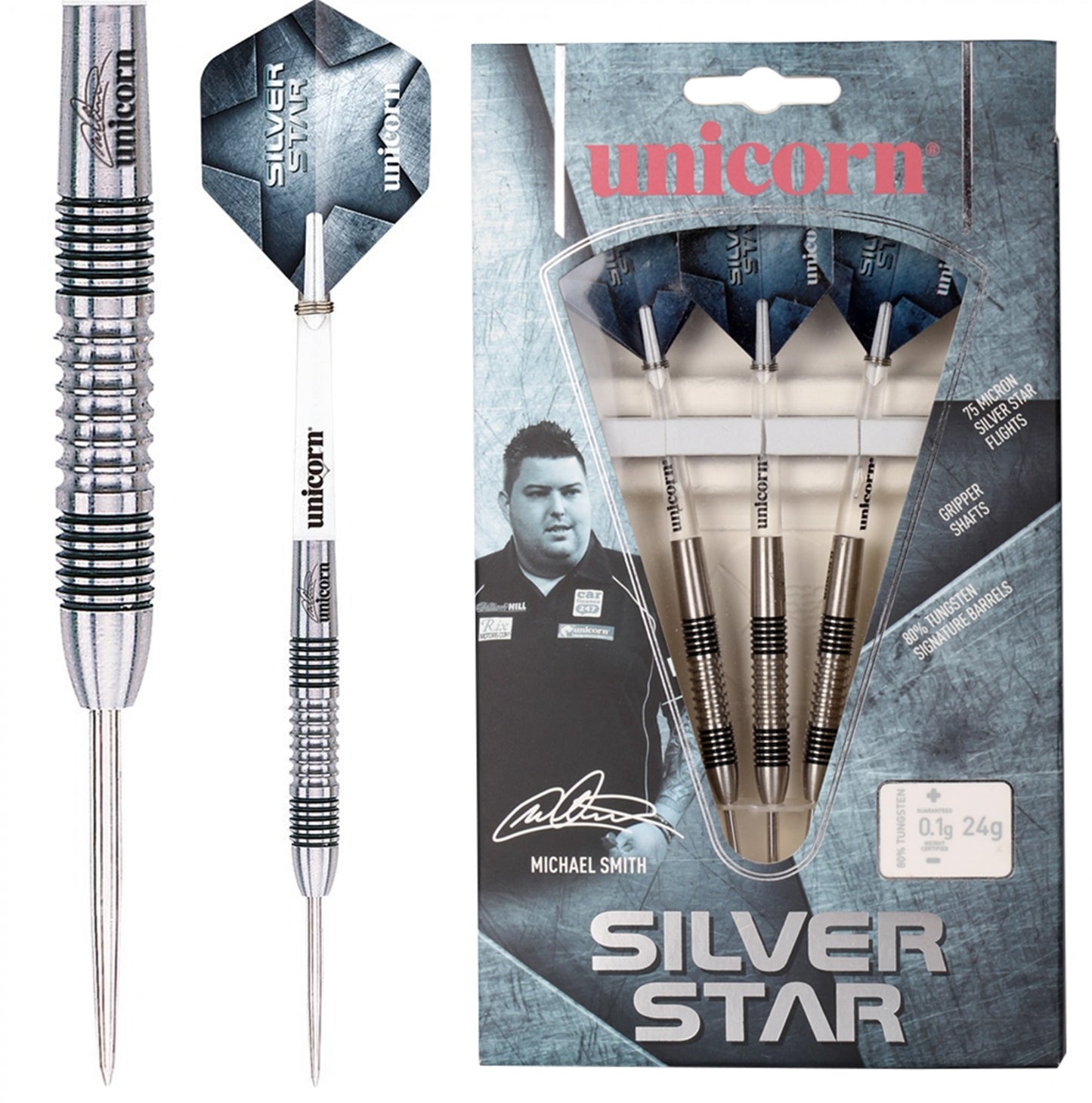 10 x Sets Michael Smith Silver Star 80% Tungsten Darts rrp£60 - Only £15.99
