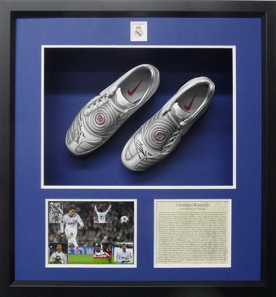 3D Framed Cristiano Ronaldo Real Madrid FC Hand Signed Nike Football Boots