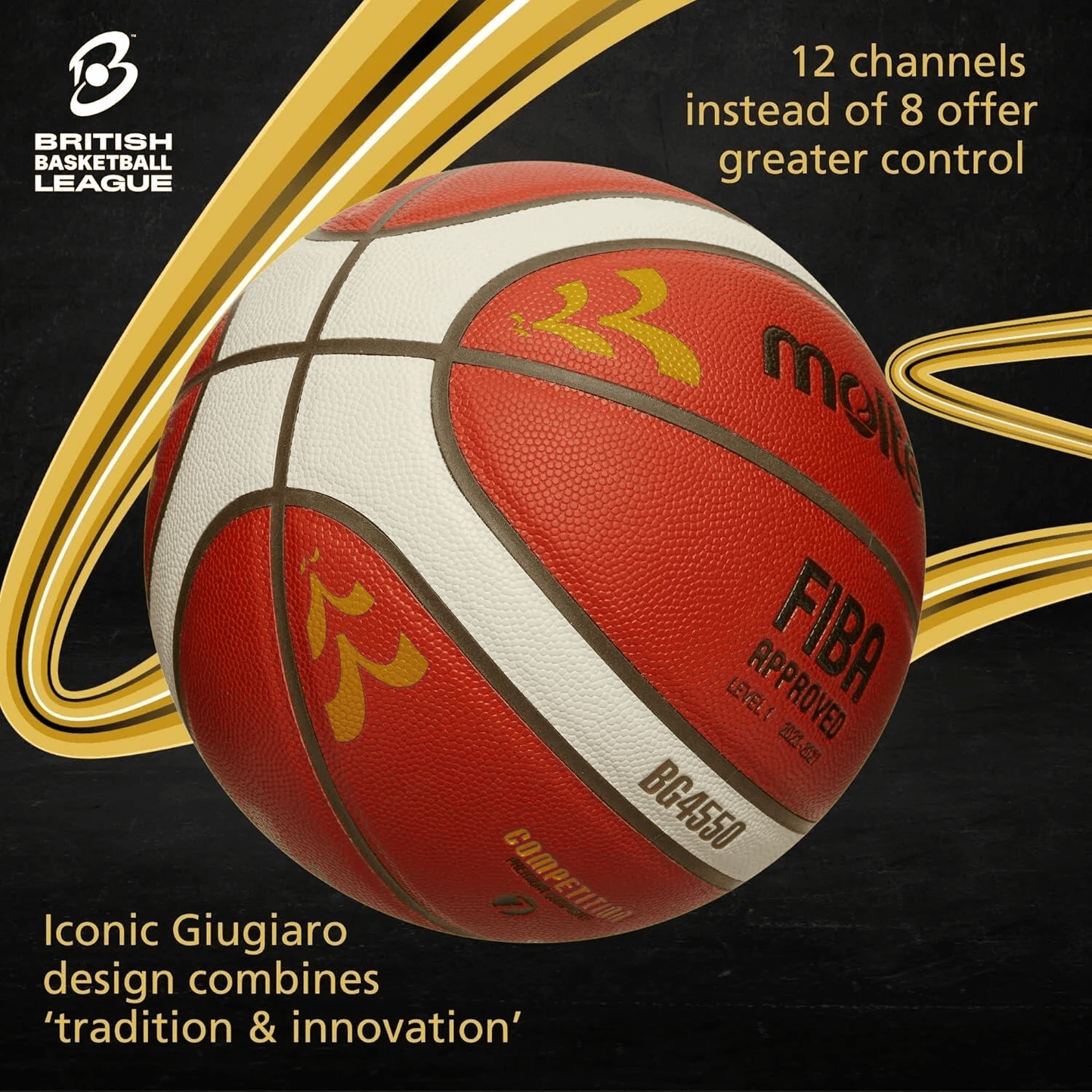 Molten B6G4550-BB-G FIBA Approved Basketball - Premium Leather Size 6 (29.5") - Unbeatable Gold Edition - Official Match Ball