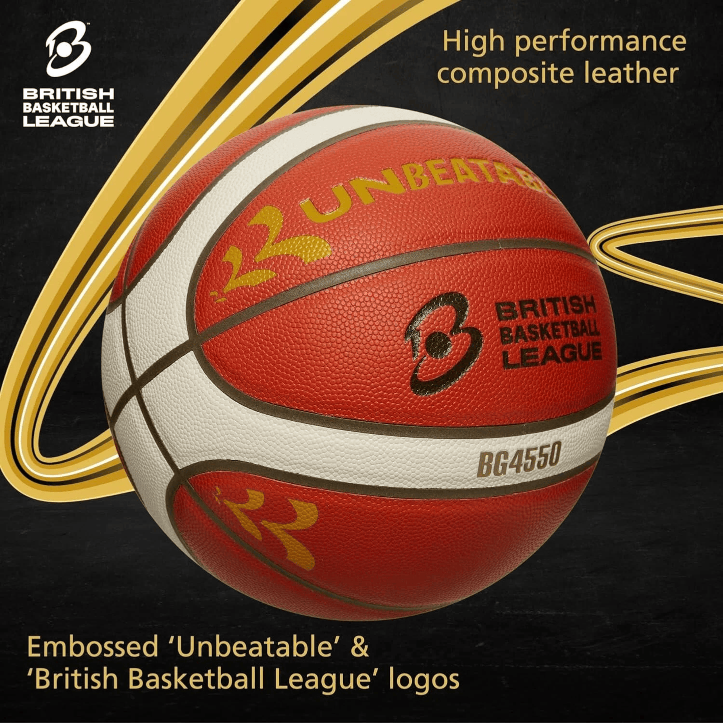 Molten B6G4550-BB-G FIBA Approved Basketball - Premium Leather Size 6 (29.5") - Unbeatable Gold Edition - Official Match Ball